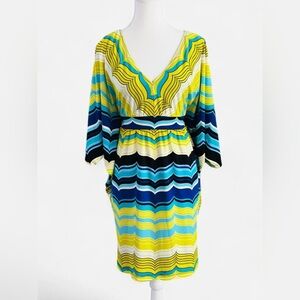 Trina Turk Retro Print V-Neck Mini Dress Size 8 NWT